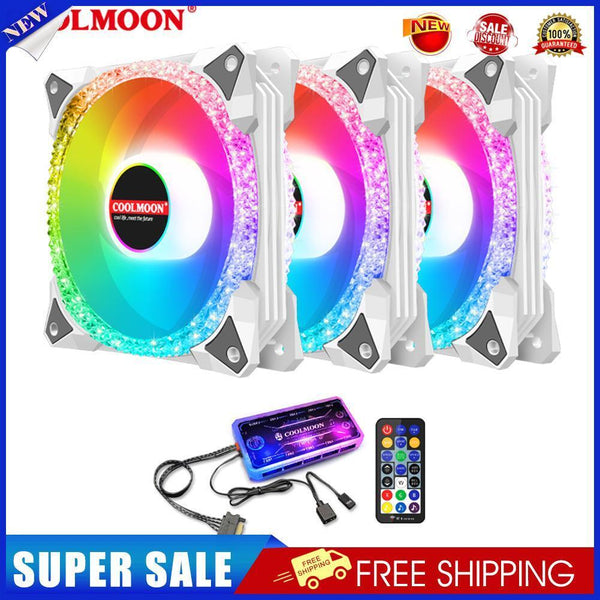 COOLMOON AS2 3pcs Hydraulic Computer Case Fan with ARGB Controller (White)