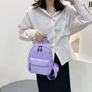 Women Solid Color Backpack Preppy Style School Nylon Mini Rucksack (Purple)