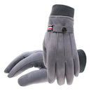 Men Touchscreen Cycling Gloves Full Finger Fleece Riding Mittens (Grey)