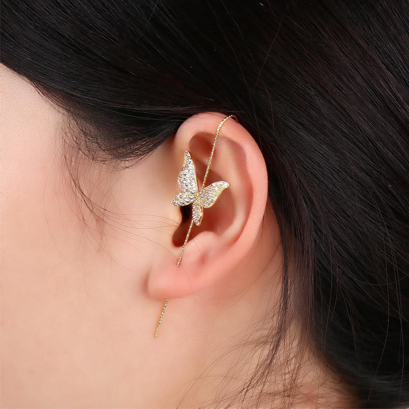 Zirconia Lightning Crystal Stud Climber Earrings Ear Wrap Crawler Hook Earrings