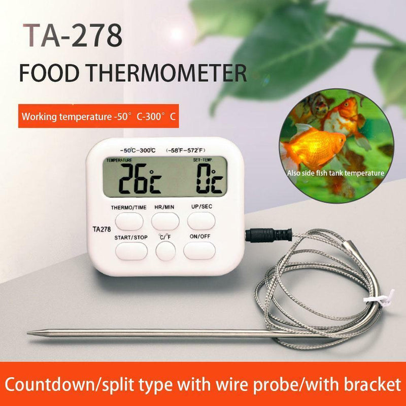 Digital BBQ Thermometer Cooking Steel Probe Food Temperature Kitchen