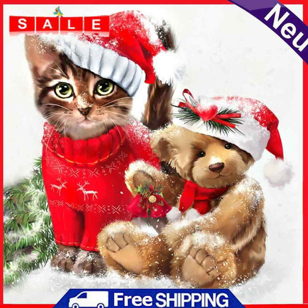 5D Diamond Painting DIY Christmas Cat Bear Rhinestone Picture Craft Wall Poster
