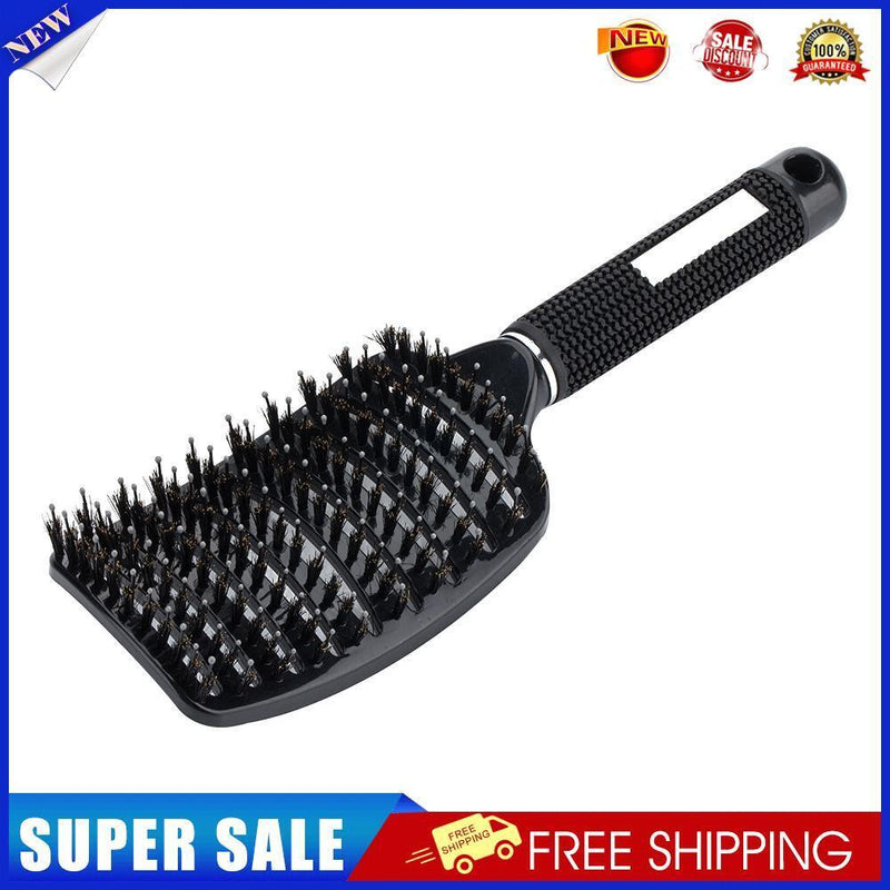Portable Curved Ribs Scalp Massage Comb Fluffy Brush (B Black)
