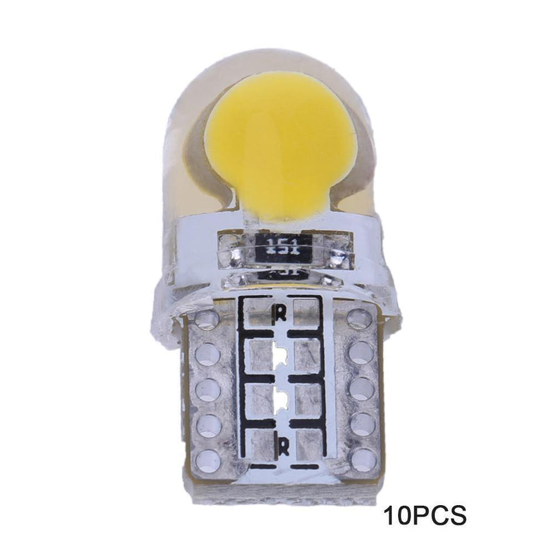 10pcs 12V T10 W5W LED Lamp COB Silicone Shell Car Turn Side Lamps(Yellow)