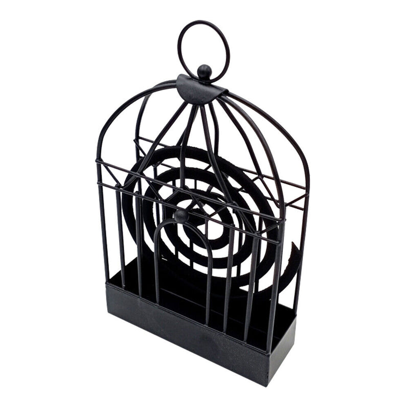 Birdcage Mosquito Repellent Incense Holder Wrought Iron Burner Rack (Black)