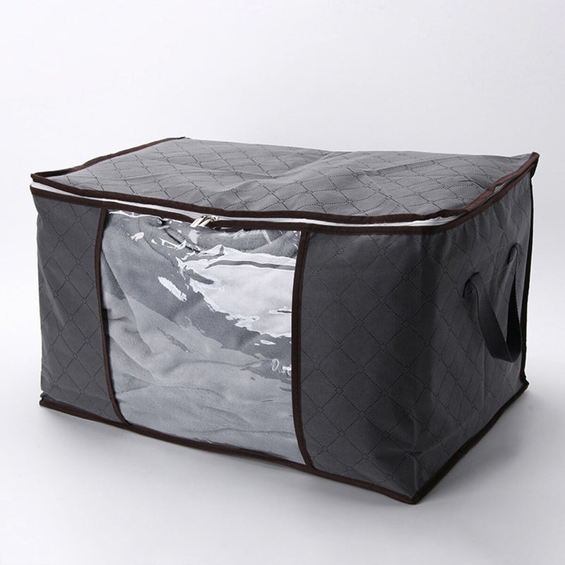 Large Capacity Clothes Storage Bag Foldable Organizer for Comforter (Grey) Newly