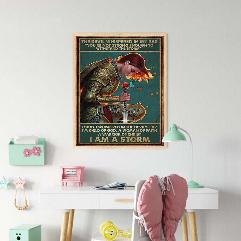 Retro Female Knight Poster Oil Paint By Numbers Kit DIY Acrylic Painting