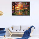 5D DIY Diamond Painting Kits Dusk Bonfire Full Round Drill Wall Decor Art C