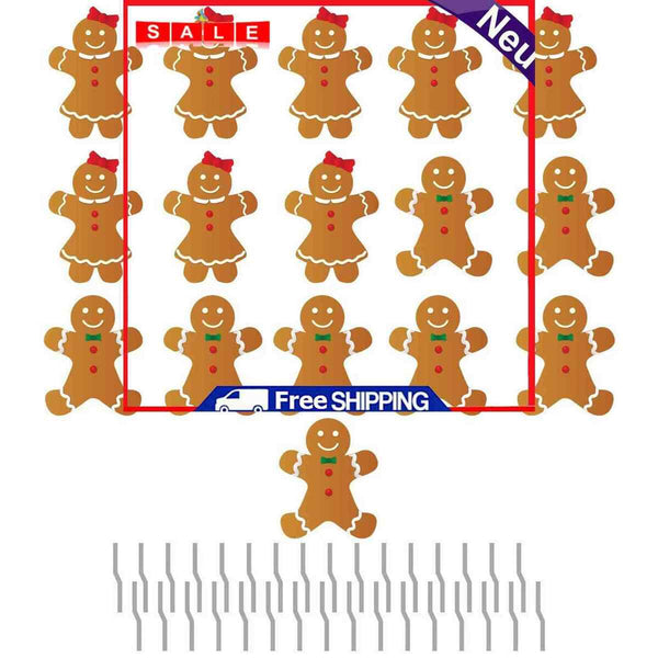 Christmas Yard Signs 16pcs Gingerbread Man Lawn Sign Decorations with 32 Stakes