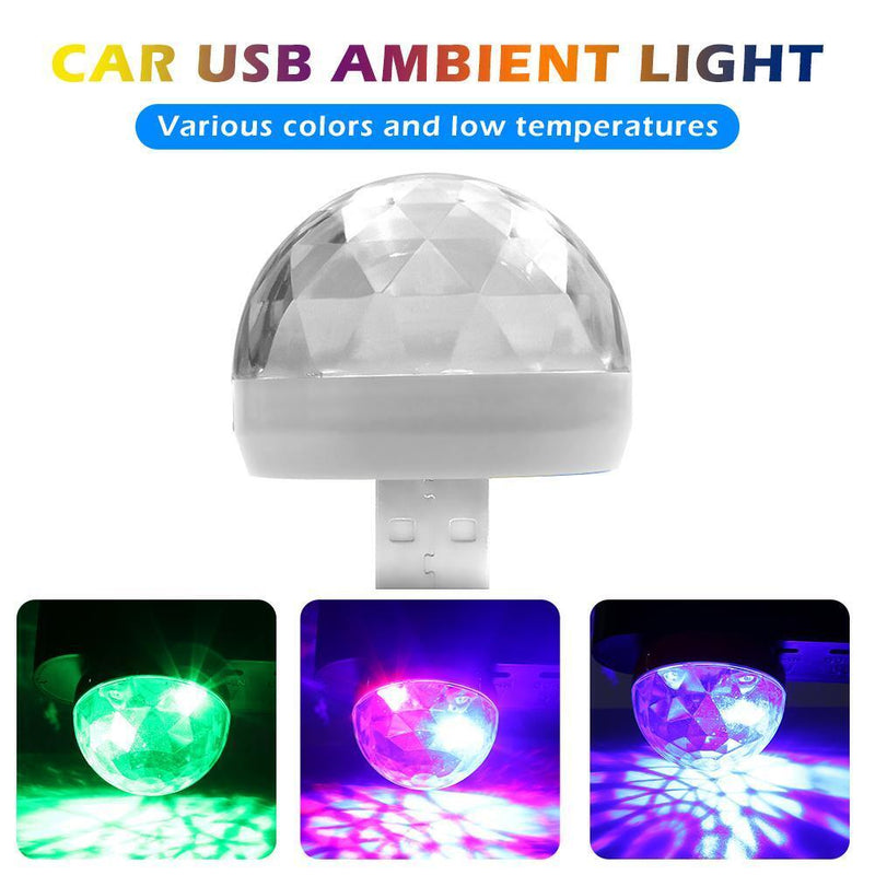 Car LED Atmosphere Lamp USB Mini RGB Decorative Light Auto Styling (White)