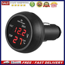3 in 1 12/24V Car LED Digital Voltmeter Gauge+Thermometer+USB Charger(Red)
