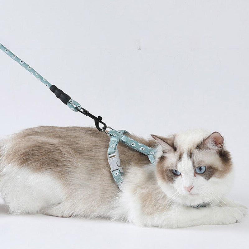 Adjustable Cats Leash Walking Chest Strap Pet Traction Rope (Green S)