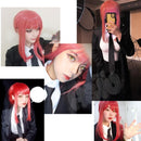 Anime Chainsaw Man Makima Pink Long Braid Hair Cos Costume Wig with Free Cap_