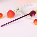 2 in 1 Reusable Drinking Straws Household Milk Tea Straw Spoon (Purple)