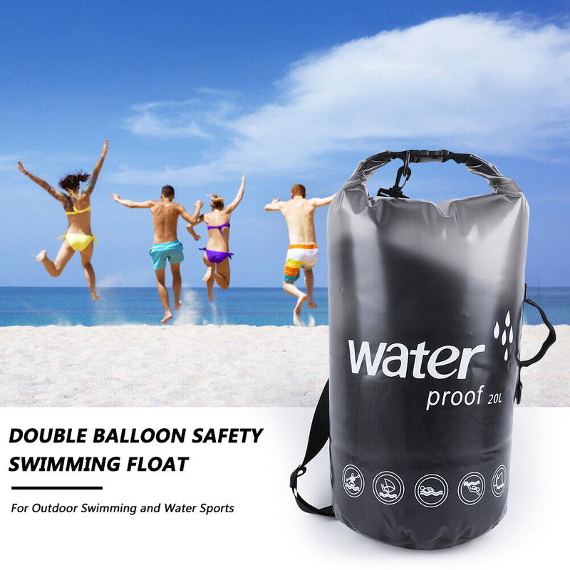 PVC Bags 20L Trekking Drifting Waterproof Storage Pouch (Translucent Black)