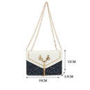 Women Casual PU Hit Color Sequins Shoulder Bag Fashion Chain Tassel Flap Purse