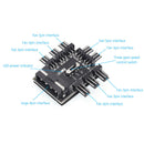 1 to 8 Computer Case Fan Hub 4PIN D-type Cooling Speed Controller for 8-way Fans