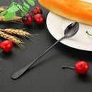 Stainless Steel Long Handle Ice Spoon Coffee Tea Spoons Tableware (Black) Newly
