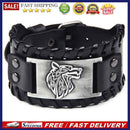 Adjustable Woven Hand Rope Men College Wide Leather Wolf Head Bracelet Acce