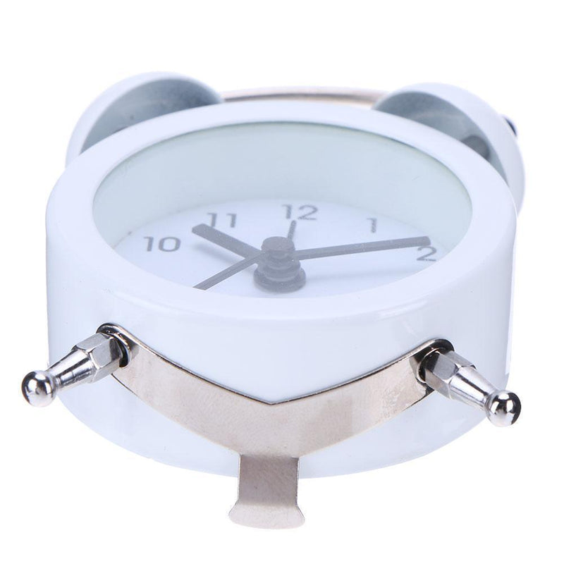 Mini Cartoon Dial Number Round Desk Children Metal Alarm Clock(White)