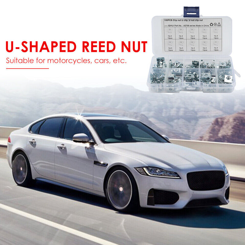 100pcs No.4 U Nut Car Interior Door Trim Panel Fastener Clip for Auto Motorcycle