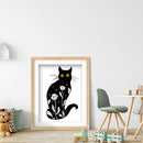 DIY Cotton Thread Black Cat Printed Partial Cross Stitch Handmade Artwork Carft