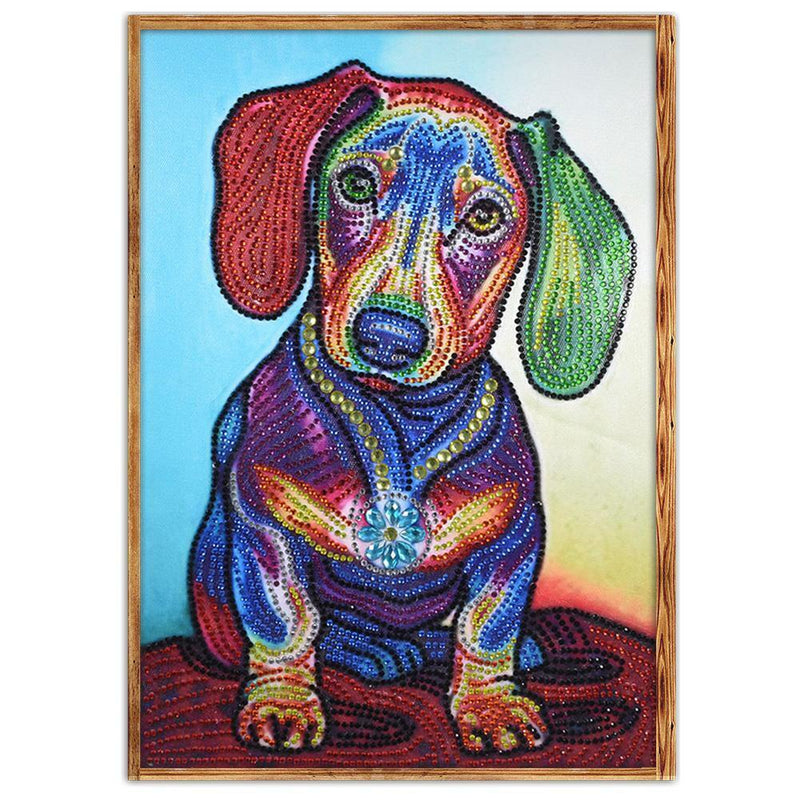 5D DIY Special Shaped Diamond Painting Colorful Dog Cross Stitch Embroidery