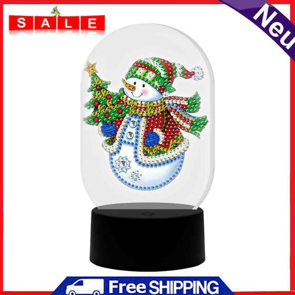 DIY Diamond Painting LED Light Snowman Embroidery Night Lamp Home Desk Ornaments