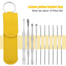 10pcs Ear Wax Pickers Wax Remover Stainless Steel Piercing Kits (Yellow) Newly