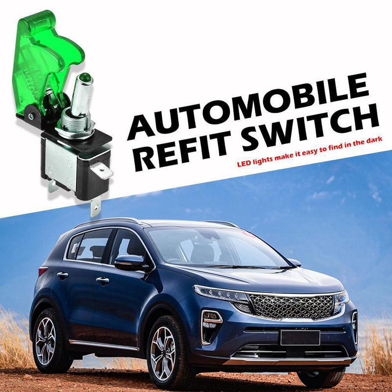 12V Illuminated LED Toggle Switch Control ON/OFF+Aircraft Missile Flip Up Cov