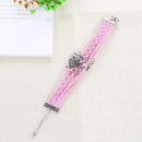 Women Stainless Steel Heart-Shaped Handmade Woven Fashion Bracelet(Pink)