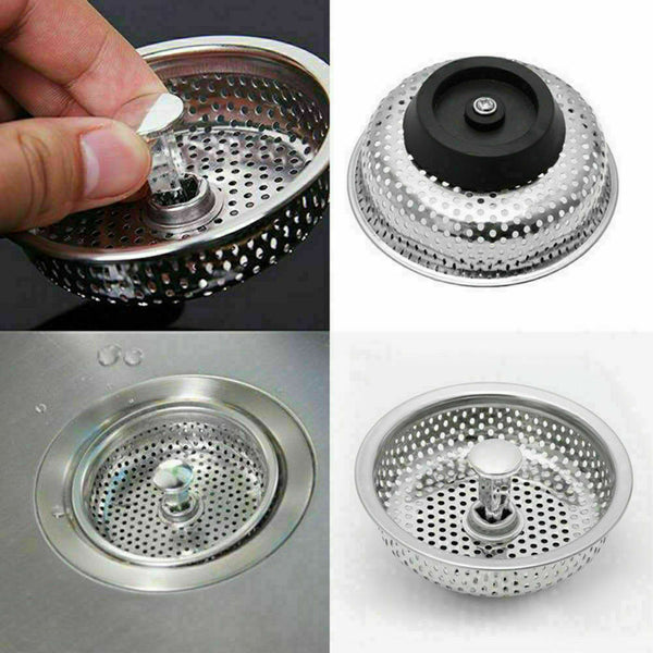 Kitchen Waste Steel Sink Strainer Plug Drain Stopper Basket L9N4