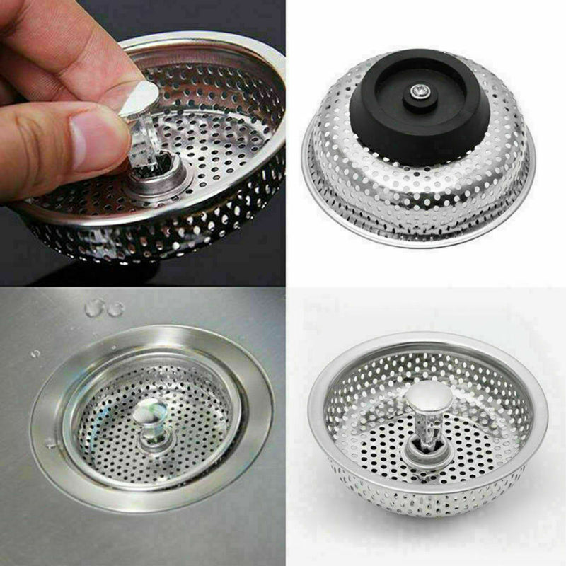 Kitchen Waste Steel Sink Strainer Plug Drain Stopper Basket L9N4
