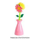 Long Handle Pot Brush Flower Dishwashing Cleaning Kitchen Brushing (Pink)