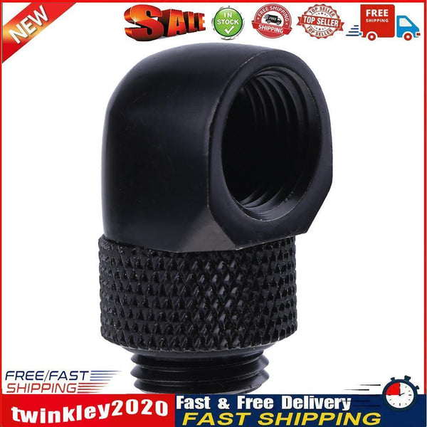 G1/4 Inner Outer Dual Thread 90 Degree Rotary Water Tube Connector(Black) Newly