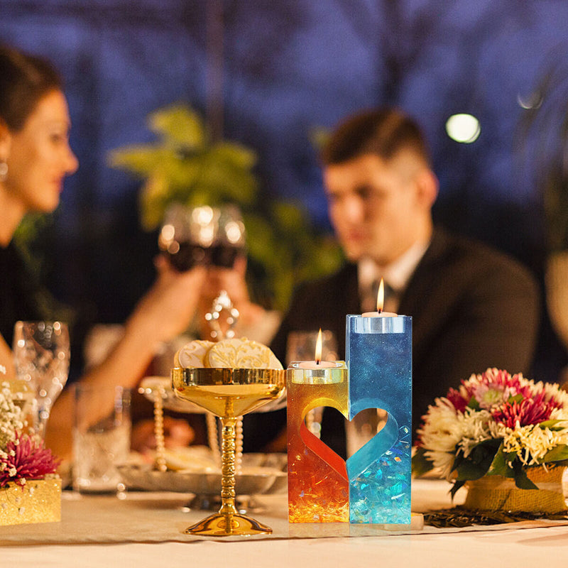 Candle Holder Molds Heart Silicone Tealight Candlestick Molds Kit - White Newly