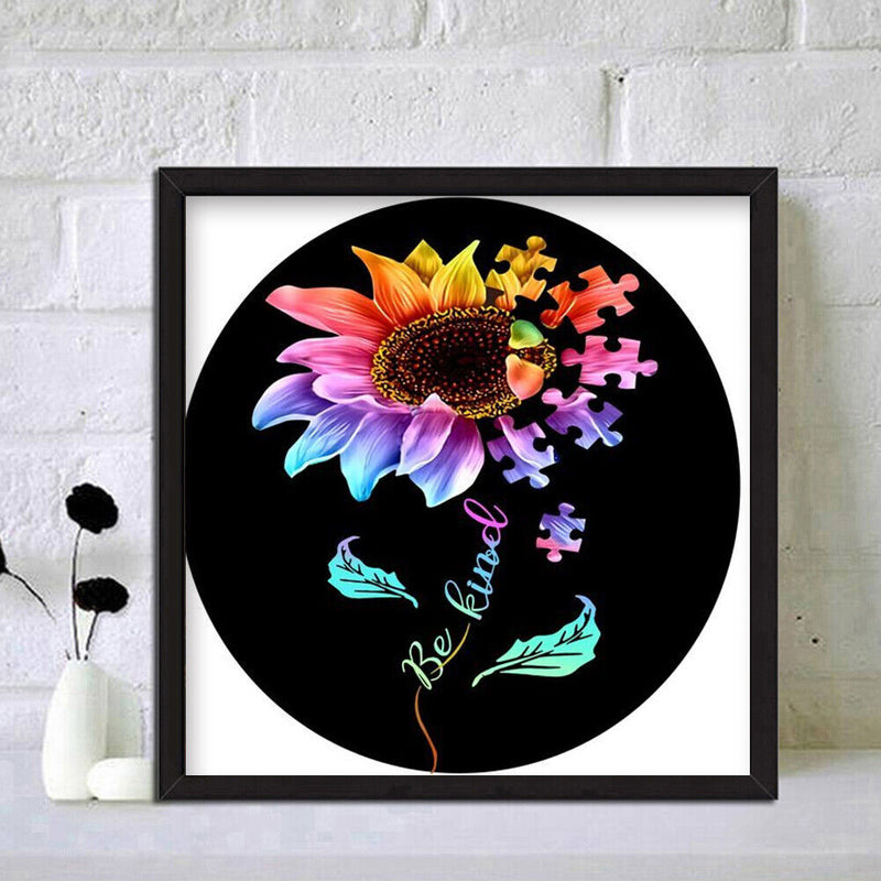 DIY Round Drill Diamond Painting Sunflower 5D Rhinestone Mosaic for Wall Gift