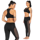 Women Yoga Set 2pcs Casual Vest Leggings Fitness Sportswear Suit (Black M)
