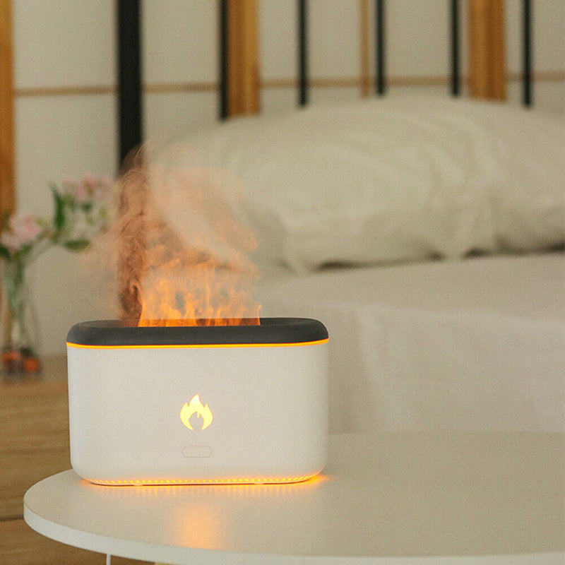 Essential Oil Diffuser Flame Humidifier Home Office Aromatherapy (White)