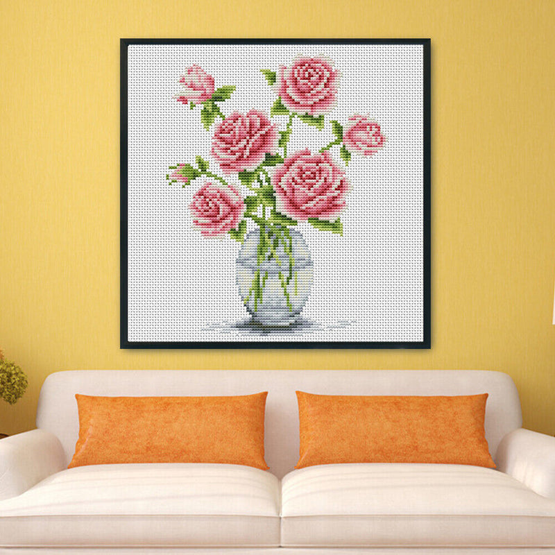 11CT Stamped Cross Stitch Kits DIY Flowers Needlework Craft Decor (M0099) Newly