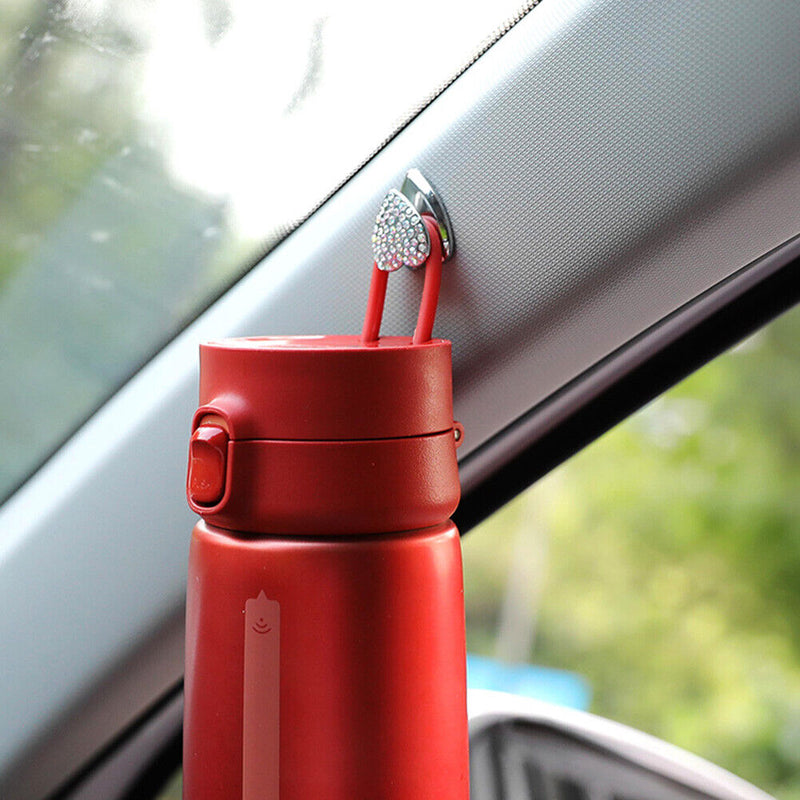 Love Heart Rhinestone Adhesive Car Hook Organizer Storage Hanger Car Indoor