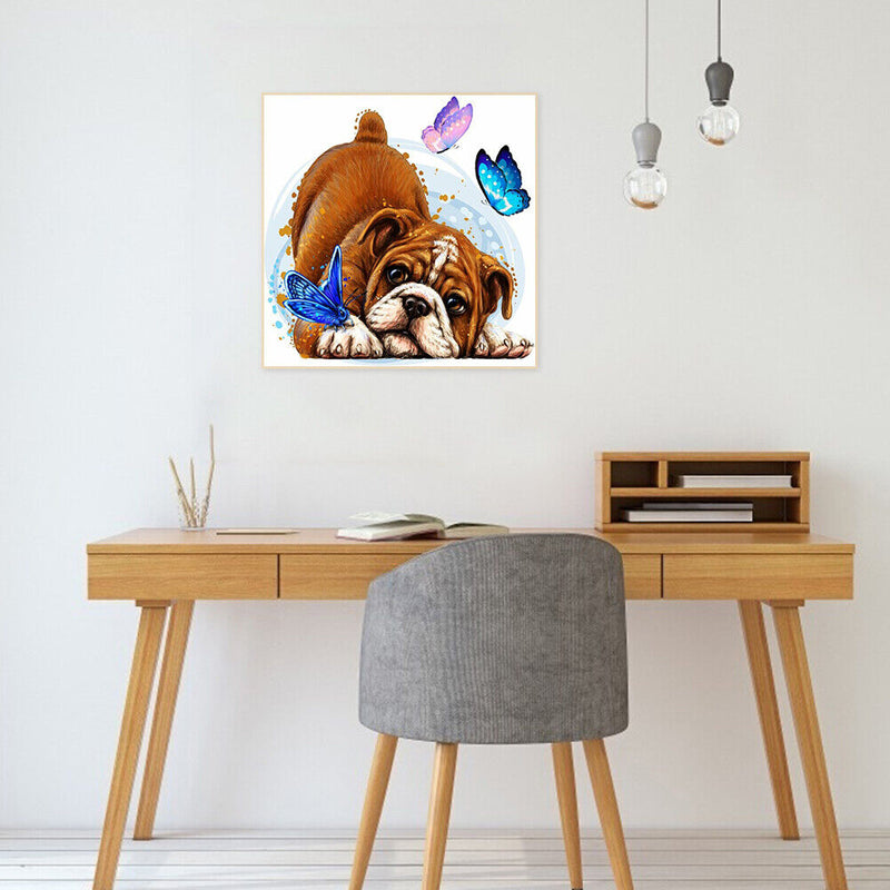 5D DIY Diamond Painting Pug Butterfly Full Round Drill Mosaic Rhinestone Picture