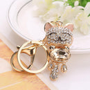 Lucky Smile Cat Crystal Rhinestone Purse Bag Car Keychains (Light Pink)