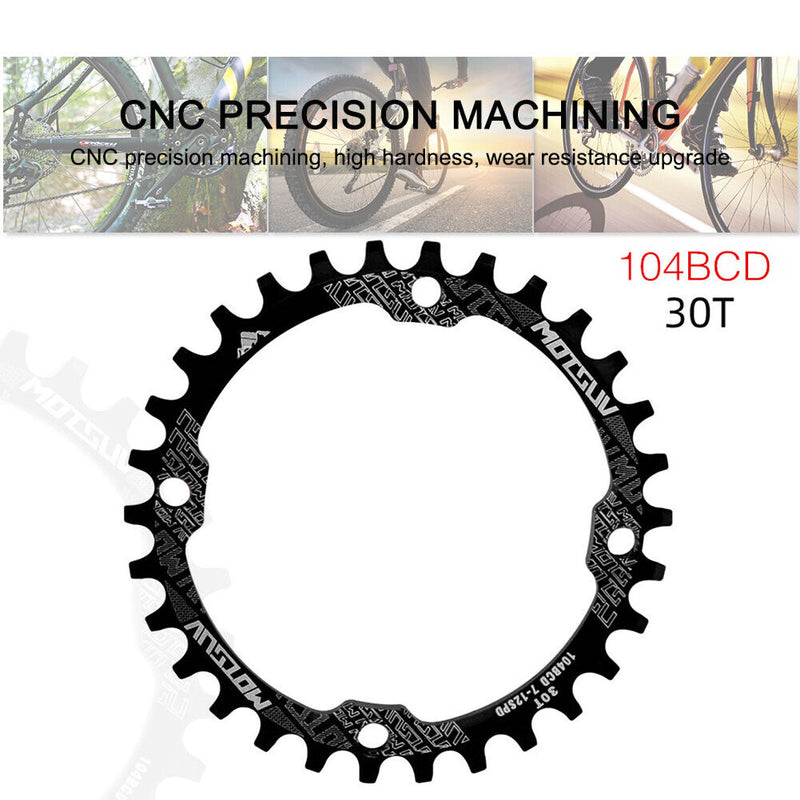 MOTSUV 104BCD Bicycle Chainring 30T MTB Bike Chain Wheel Crank Part (Black)