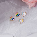 Girl Mini Fashion Jewelry Heart Pattern Rainbow Earrings Enamel Colorful Stud