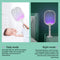 2 in 1 3500V Electric Flies Swatter Mosquito Trap Racket Bug Killer (White)