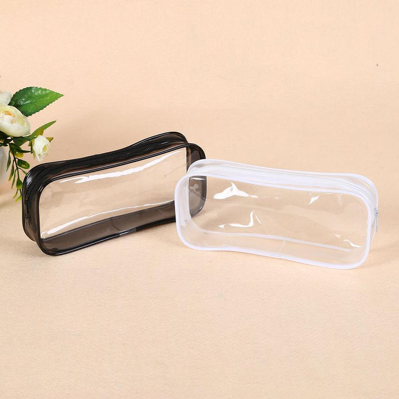 Waterproof Dust-proof PVC Transparent Pencil Case Zipper Pen Holder (White)