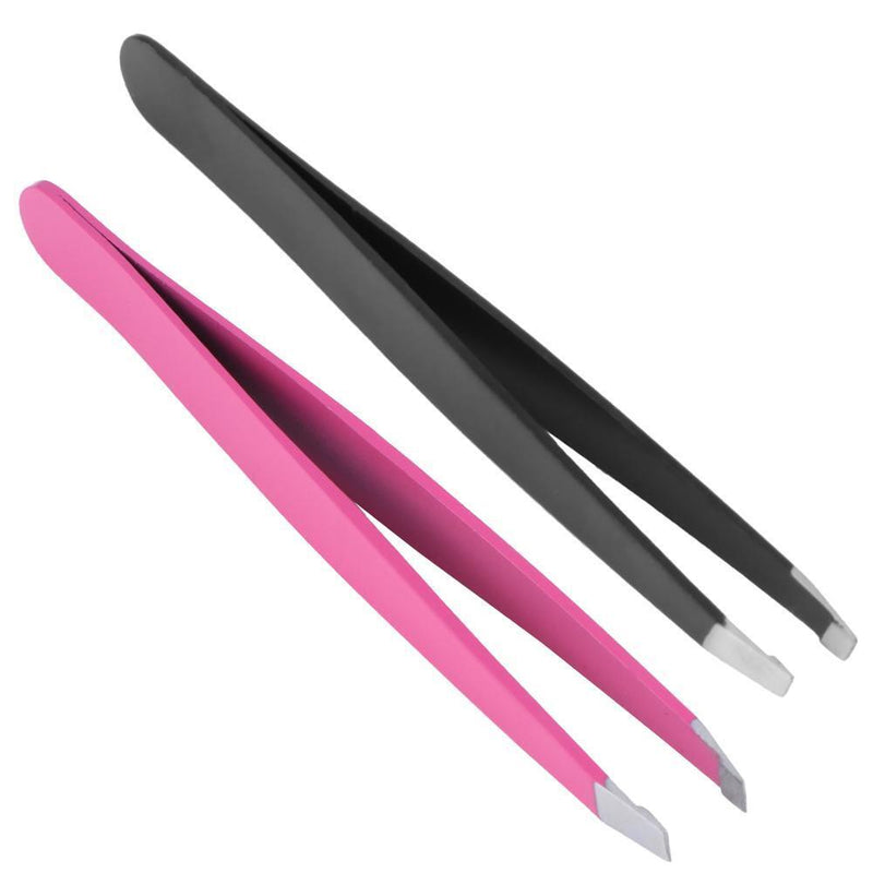 Pro Oblique Eyebrow Tweezers Stainless Steel Eyebrow Shaping(Black)