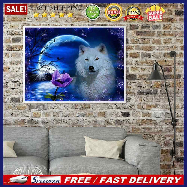 5D DIY Diamond Painting Kits Full Round Drill Snow Wolf Mosaic Wall Art Picture