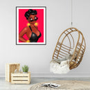 5D DIY Full Drill Round Shape Black Girl Rhinestone Diamond Drawing for Hom